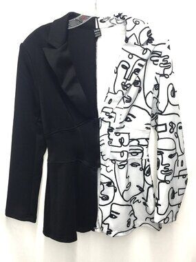 Shein Black/White Graphic Blazer, Size Medium